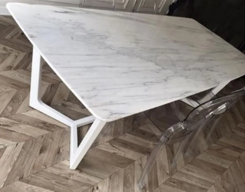 Top-Seller Casa Padrino table de salle à manger de luxe blanc 200 x 100 x H. 75 cm - Table de cuisine moderne avec plateau en marbre et structure en acier inoxydable - Mobilier de salle à manger