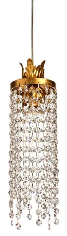 Preis Gesenkt Casa Padrino lustre LED baroque de luxe or Ø 11 x H. 50 cm - Magnifique lustre avec verre cristal Swarovski noble - Mobilier Baroque - Noble & Magnifique