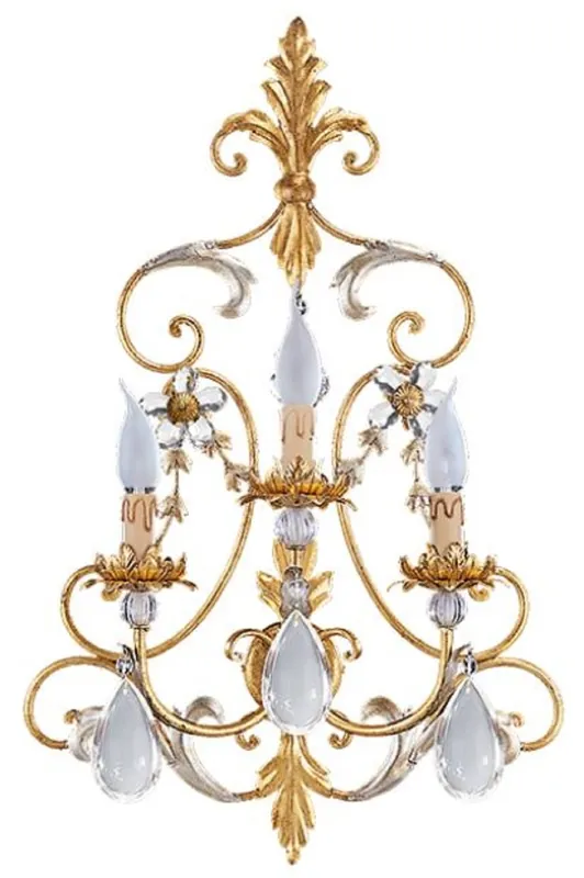 Saisonangebot Casa Padrino applique murale de luxe baroque cristal or / argent antique 44 x 19 x H. 68 cm - Élégante applique murale en métal avec verre noble de Bohême - Luminaires Baroques