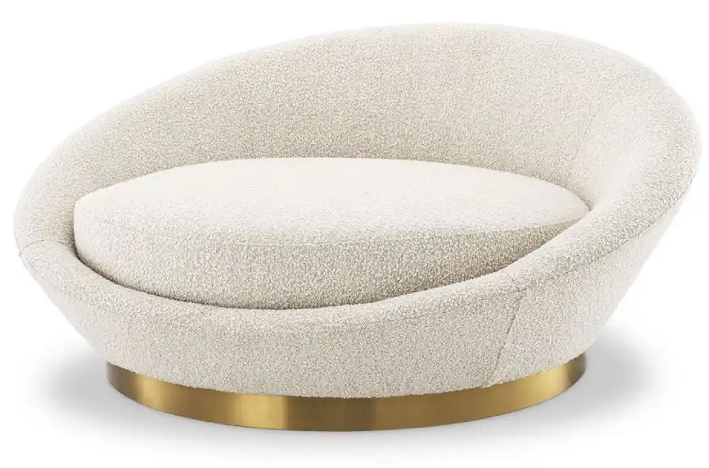 Casa Padrino canapé de luxe crème / laiton Ø 147 x H. 74 cm - Canapé de salon rond - Meubles de Salon Sichere Zahlung