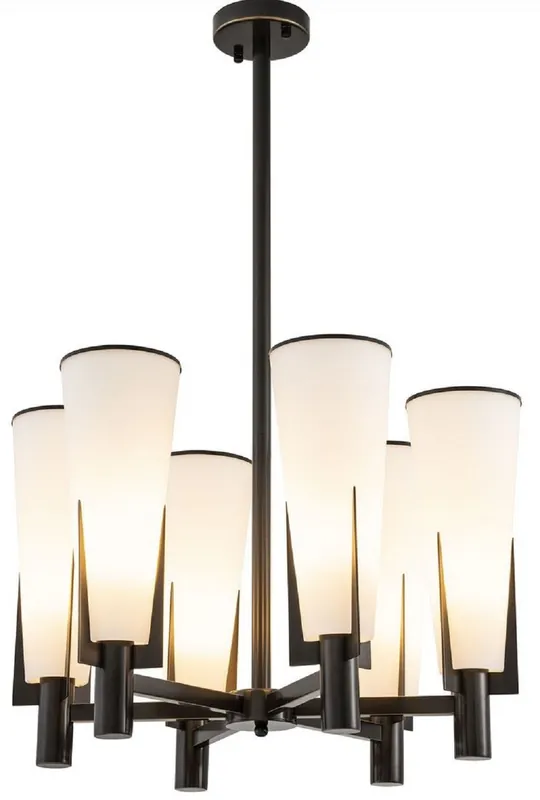 Casa Padrino lustre de luxe bronze / blanc Ø 60 x H. 78 cm - Lustre moderne en métal avec abat-jour en verre - Collection de Luxe Sonderaktion