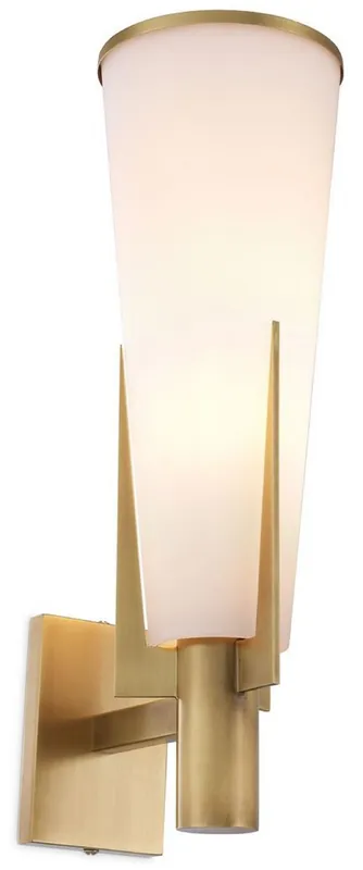 Bestpreis Casa Padrino applique murale de luxe laiton antique / blanc 13 x 19 x H. 40,5 cm - Applique murale élégante en métal avec abat-jour en verre - Luminaires de Luxe