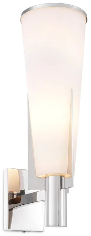 Casa Padrino applique murale de luxe argent / blanc 13 x 19 x H. 40,5 cm - Applique murale élégante en métal avec abat-jour en verre - Luminaires de Luxe Neu