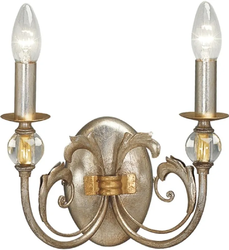 Casa Padrino applique murale baroque de luxe argent antique / or antique 27 x 16 x H. 23 cm - Élégante applique murale en métal avec des boules de verre noble - Luminaires Baroques Super-Preis