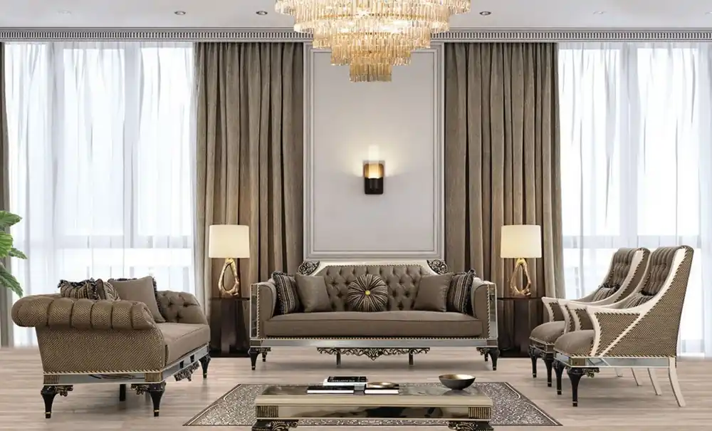 Zertifiziert Casa Padrino ensemble de salon baroque de luxe marron / blanc / noir / or - 2 Canapés & 2 Fauteuils & 1 Table Basse - Mobilier de salon de style baroque - Noble & Magnifique