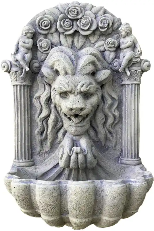 Casa Padrino Fontaine Murale Baroque Lion Gris Antique 97 cm - Design Lourd - Fontaine Tête de Lion Style Antique Top-Seller