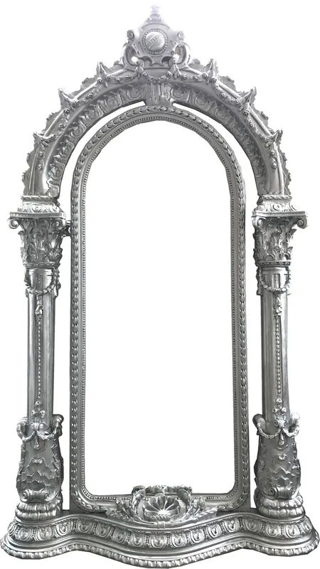 Miroir baroque de luxe Pompöös by Casa Padrino argent 134 x H. 257 cm - sculpté à la main - Miroir Harald Glööckler Nur Für Kurze Zeit