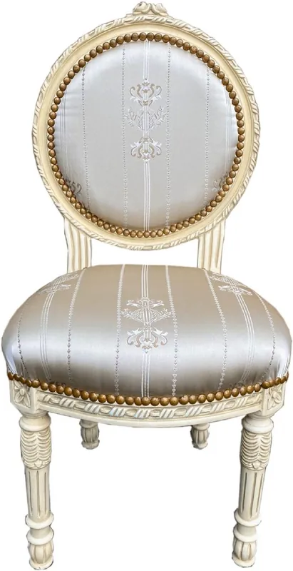 Preis Gesenkt Casa Padrino chaise de salon baroque crème / or - Chaise de style antique fait main avec tissu satiné fin et motif élégant - Mobilier Baroque