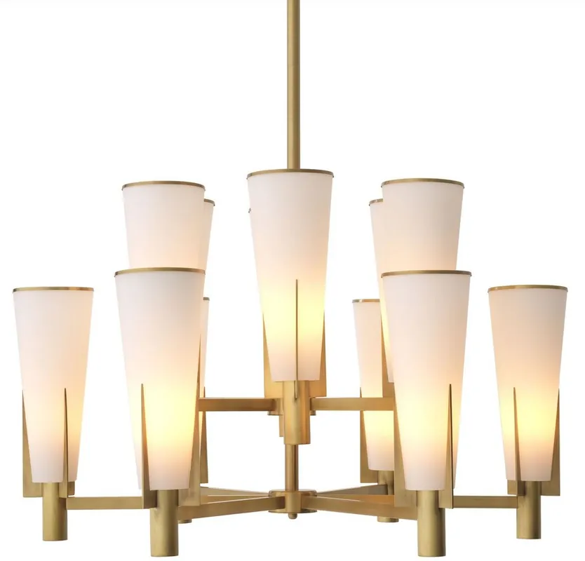 Garantierte Lieferung Casa Padrino lustre de luxe laiton antique / blanc Ø 87 x H. 56,5 cm - Lustre moderne en métal avec abat-jour en verre - Collection de Luxe