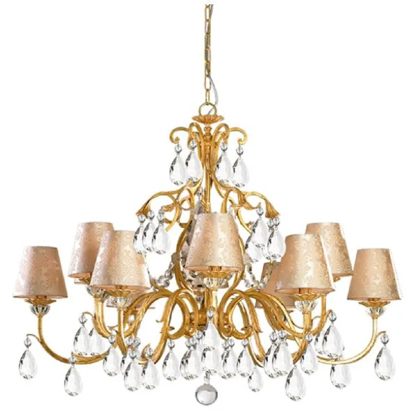 Casa Padrino lustre baroque cristal de luxe or Ø 108 x H. 86 cm - Magnifique lustre en cristal de bohème et abat jour en tissu damassé fin - Qualité de Luxe Online Kaufen