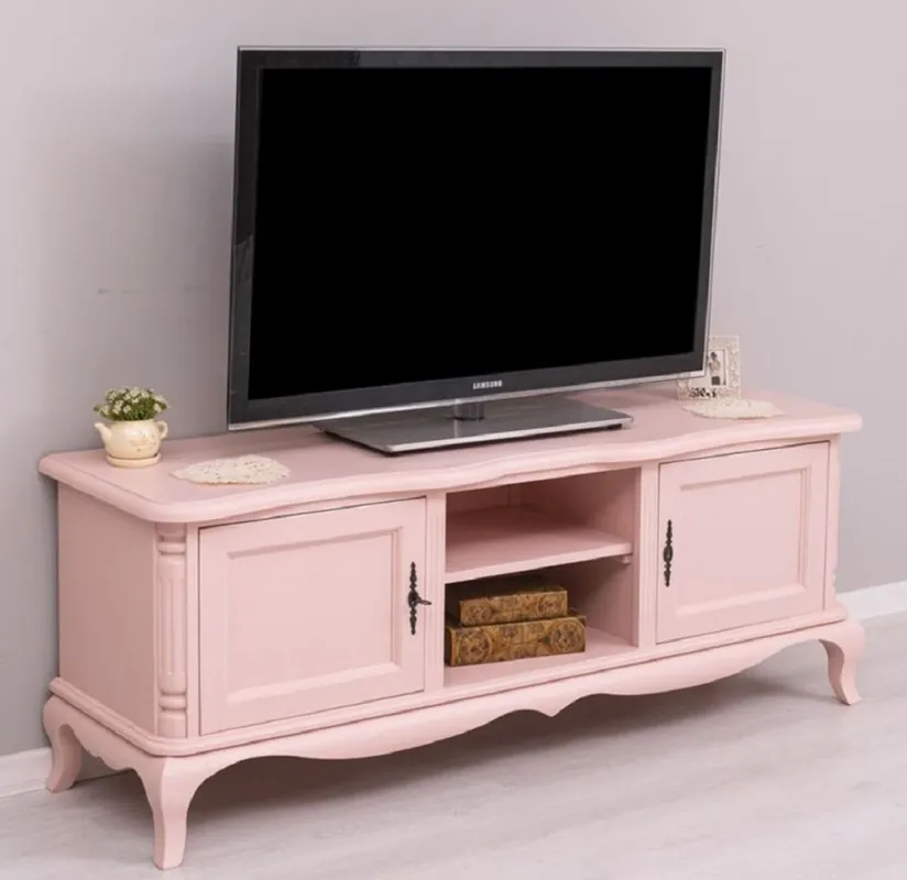 Casa Padrino armoire TV de style campagnard rose 158 x 48 x H. 60 cm - Buffet en bois massif - Meuble de salon de style campagnard Geprüft