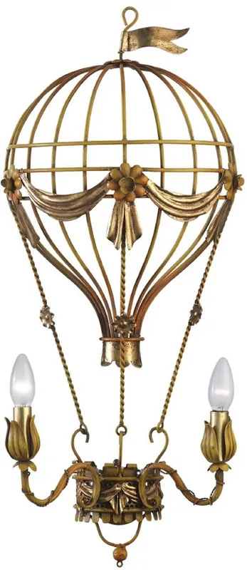 Top-Angebot Casa Padrino applique murale Art Nouveau de luxe montgolfière rouille / or antique 31 x 19 x H. 78 cm - Appliques Salon Baroque & Art Nouveau