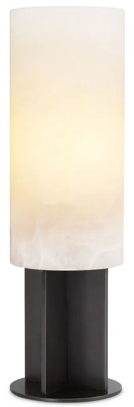 Preis Gesenkt Casa Padrino lampe de table de luxe bronze / albâtre Ø 14 x H. 47 cm - Lampe de table moderne avec abat-jour rond en albâtre - Luminaires de Luxe