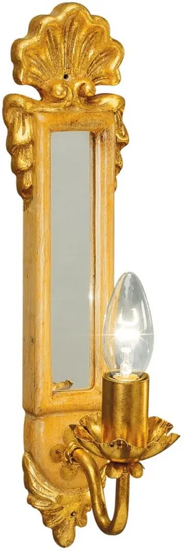 Casa Padrino applique murale baroque de luxe naturelles / or antique 10 x 16 x H. 40 cm - Applique murale élégante avec miroir - Luminaires Baroques Ausverkauf