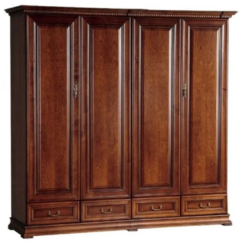 Rabatt Casa Padrino armoire de chambre de luxe marron 212,6 x 60,5 x H. 207,9 cm - Armoire en bois massif avec 4 portes et 4 tiroirs - Meuble de chambre de luxe en bois massif