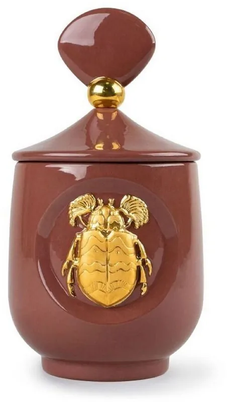 Begrenztes Angebot Casa Padrino distributeur de parfum de luxe scarabée rouge / or Ø 11 x H. 21 cm - Assainisseur d'ambiance rond en porcelaine avec couvercle - Accessoires Déco - Qualité de Luxe