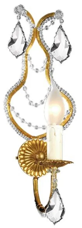 Casa Padrino applique murale de luxe baroque cristal or 14 x 15 x H. 38 cm - Élégante applique murale en métal avec verre noble de Bohême - Luminaires Baroques Echt