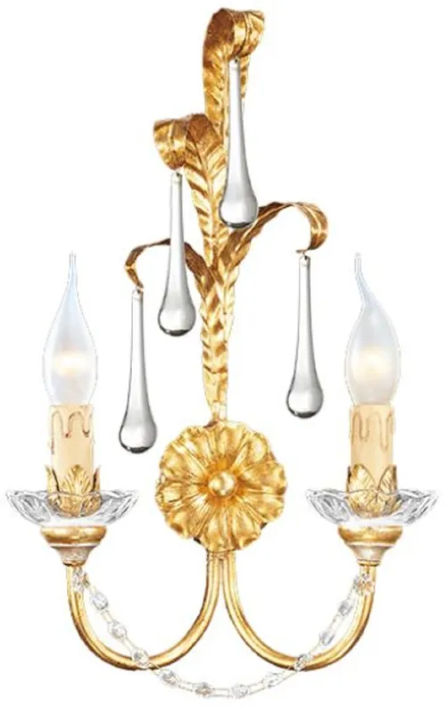 Nur Für Kurze Zeit Casa Padrino applique murale de luxe baroque or 28 x 12 x H. 42 cm - Élégante applique murale en métal avec verre de Murano fin - Luminaires Baroques