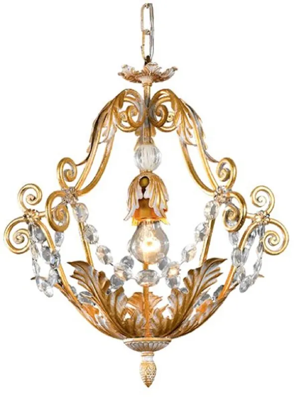 Casa Padrino lustre baroque de luxe or / blanc Ø 46 x H. 48 cm - Lustre de salon élégant avec verre en cristal de bohême - Mobilier Baroque Top-Seller