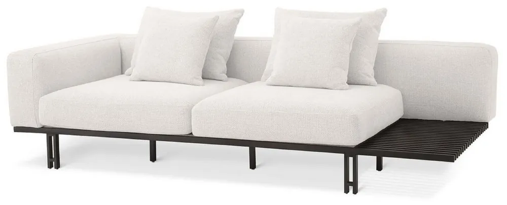 Casa Padrino canapé de luxe crème / bronze 233 x 104 x H. 60,5 cm - Canapé de salon moderne côté gauche - Canapé d'Hôtel - Qualité de Luxe Schneller Versand