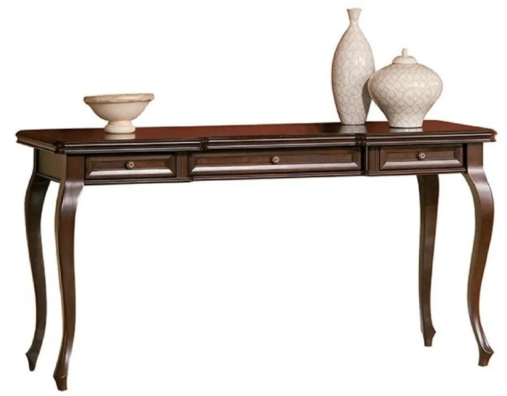 Casa Padrino bureau art nouveau de luxe marron foncé 132,5 x 52,5 x H. 78,8 cm - Table de bureau en bois massif avec 3 tiroirs - Mobilier de Bureau Baroque & Art Nouveau Sonderaktion