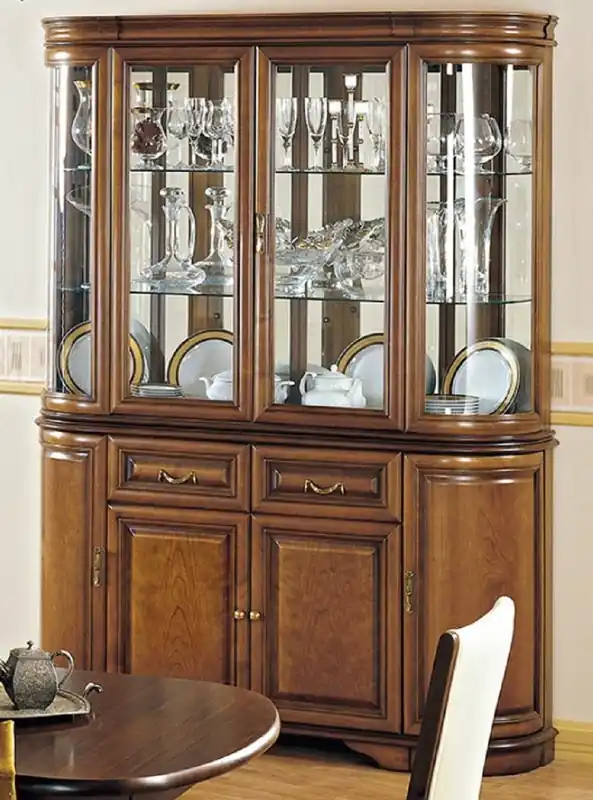 Heißes Angebot Casa Padrino cabinet de salle à manger de luxe marron 159,5 x 42 x H. 212,5 cm - Armoire de cuisine en bois massif - Vitrine 2 parties - Meuble de salle à manger de luxe en bois massif