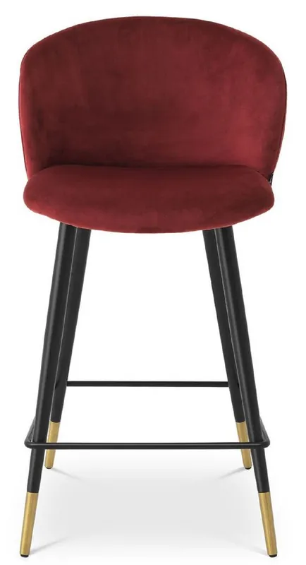 Casa Padrino chaise de bar de luxe bordeaux rouge / noir / or 50,5 x 54 x H. 92,5 cm - Tabouret de bar de luxe avec dossier et velours noble - Meuble de bar de luxe Finale Aktion