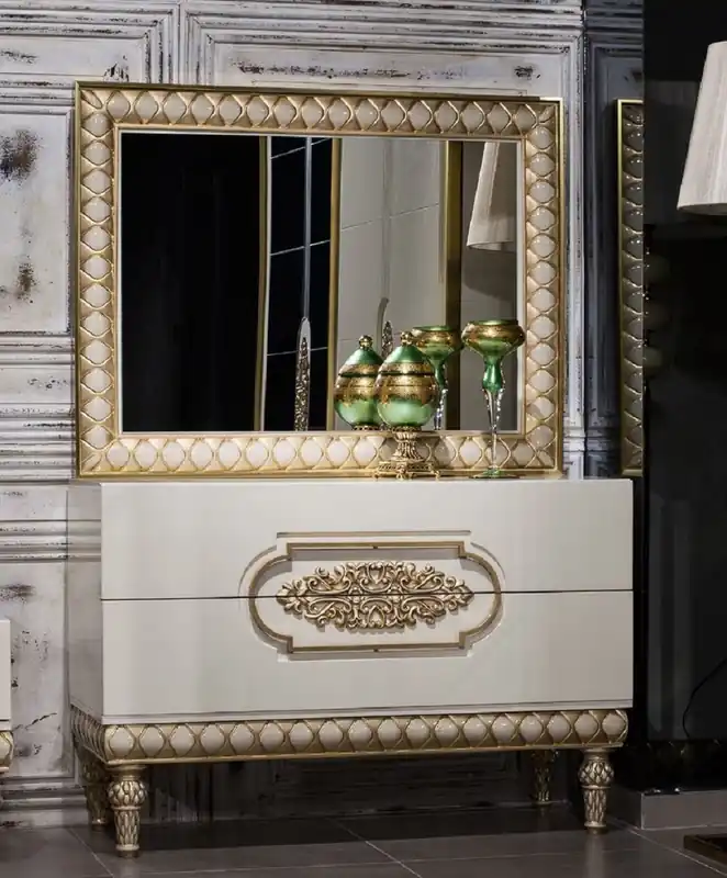 Casa Padrino commode de chambre baroque de luxe avec miroir blanc / or - Meubles de chambre baroque fait main Ausverkauf
