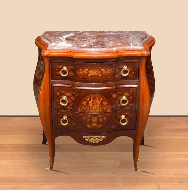 Preis Gesenkt Commode baroque Casa Padrino marron / or 85 x 45 x H. 85 cm - commode en bois massif fait main avec 3 tiroirs et plateau en marbre - meuble baroque