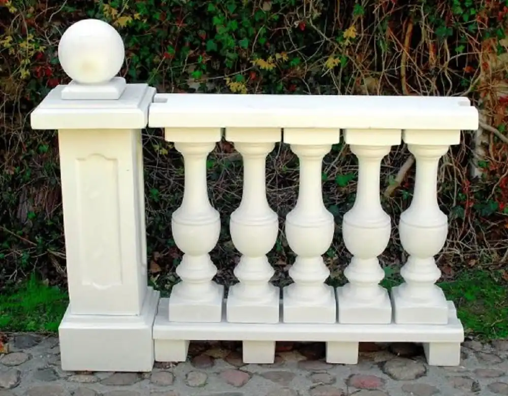 Casa Padrino balustrade Art Nouveau avec colonne et boule décorative blanc 133 x 33 x H. 110 cm - Balustrade en pierre solide en béton le plus fin - Accessoires de Décoration Jardin et Terrasse Nur Für Kurze Zeit