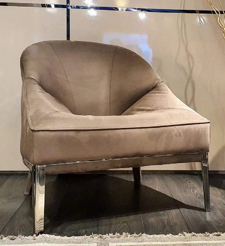 Preiswert Casa Padrino fauteuil de luxe marron / argent 85 x 88 x H. 90 cm - Fauteuil de Salon - Meuble de Salon - Collection de Luxe