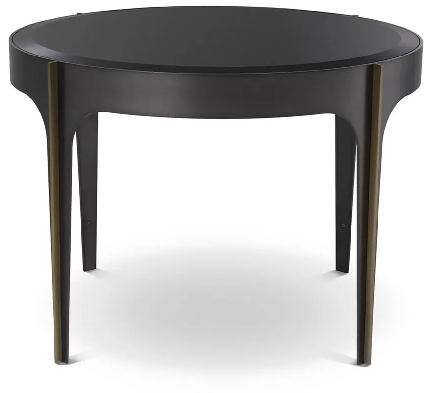 Casa Padrino table d'appoint de luxe bronze / laiton / noir Ø 64 x H. 43,5 cm - Table ronde en acier inoxydable avec plateau en verre - Mobilier de salon de luxe Abverkauf