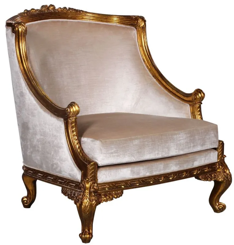 Casa Padrino fauteuil baroque de luxe argent / or - Magnifique fauteuil de salon de style baroque - Mobilier de salon baroque - Noble & Magnifique Neu