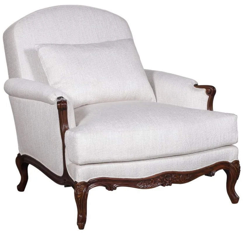 Top-Seller Casa Padrino fauteuil baroque de luxe blanc / marron foncé - Fauteuil de salon de style baroque - Mobilier de salon baroque - Noble & Magnifique