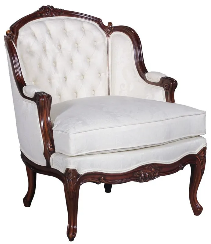 Casa Padrino fauteuil baroque de luxe avec motif élégant blanc / marron foncé - Fauteuil de salon de style baroque - Mobilier de salon baroque - Noble & Magnifique Günstig