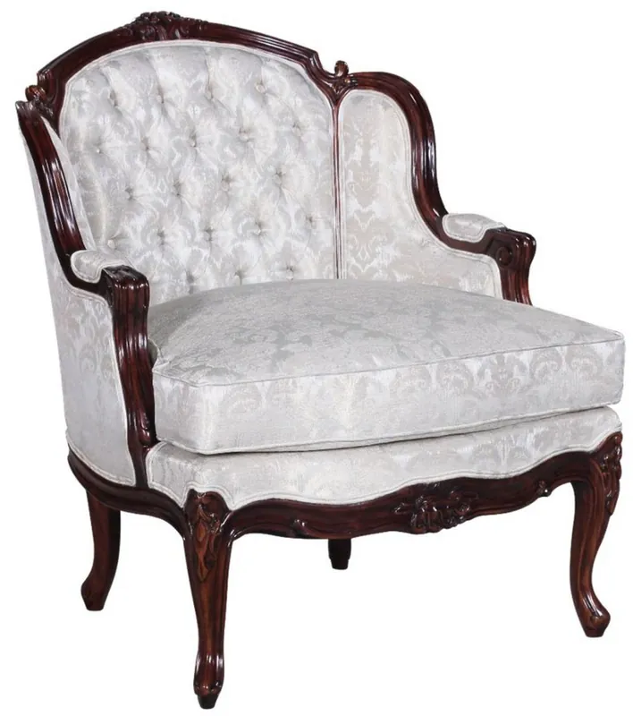 Top-Angebot Casa Padrino fauteuil baroque de luxe avec motif élégant argent / marron foncé - Fauteuil de salon de style baroque - Mobilier de salon baroque - Noble & Magnifique