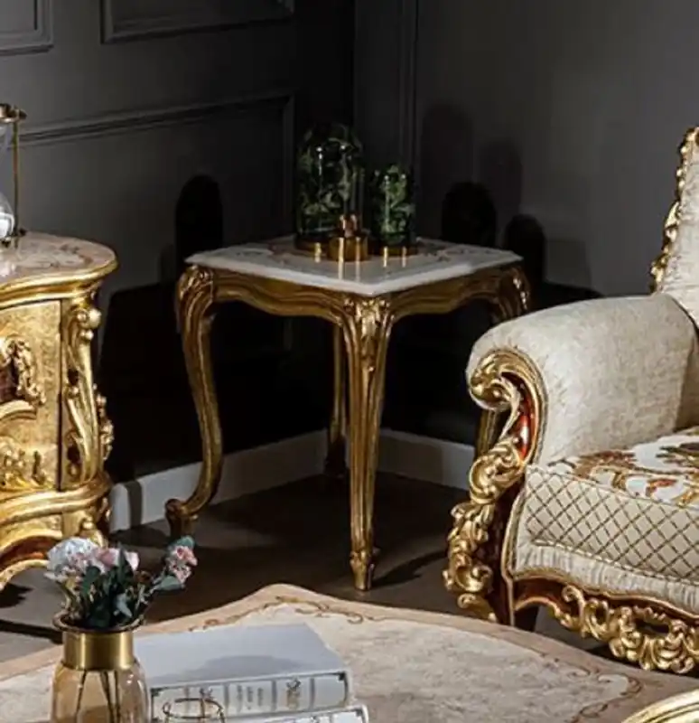 Casa Padrino table d'appoint baroque de luxe crème / beige / or - Table fait main dans le style baroque - Meubles de salon baroques - Noble & Magnifique Letzte Chance