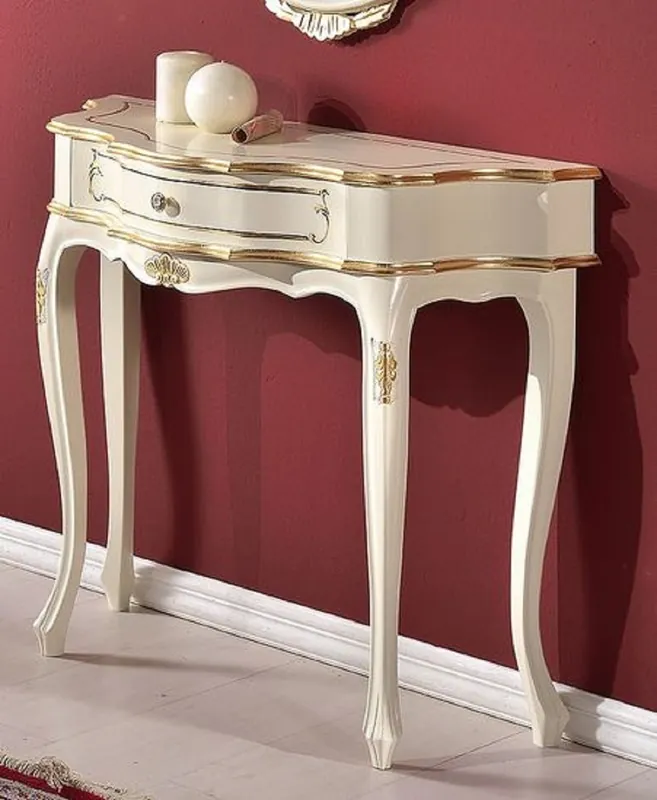 Casa Padrino console baroque de luxe blanc / or - Table console en bois massif fait main - Mobilier Baroque - Qualité de Luxe - Fabriqué en Italie Sichere Zahlung