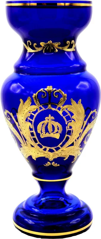 Schnäppchen Pompöös by Casa Padrino vase de luxe plaqué or 24 carats bleu / or Ø 14 x H. 30,5 cm - Vase à fleurs Pompöös conçu par Harald Glööckler