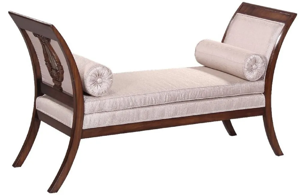 Casa Padrino banc Art Déco de luxe argent / marron foncé - Banc fait main en bois massif - Mobilier de Salon Art Déco Kracherpreis