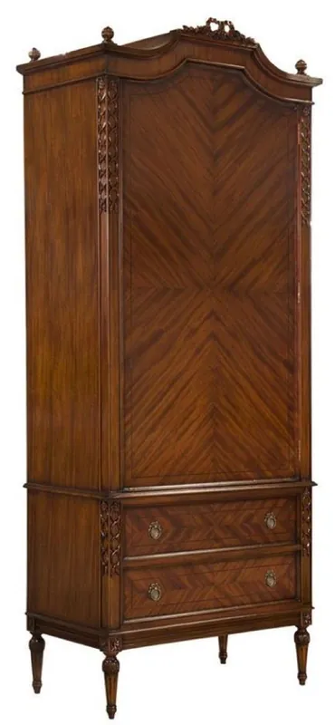 Casa Padrino armoire de chambre Art Nouveau de luxe marron foncé - Armoire de chambre en bois massif fait main avec porte et 2 tiroirs - Mobilier de Chambre Baroque & Art Nouveau Billig