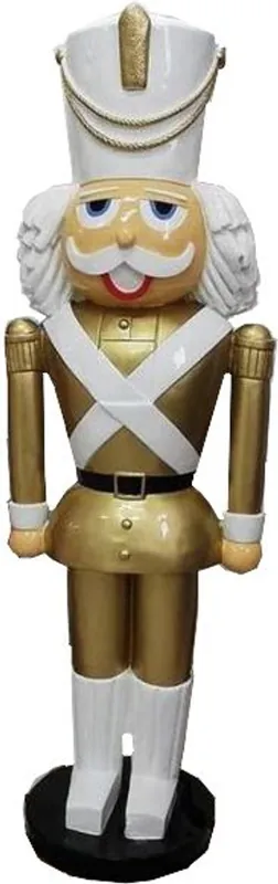 Sichere Zahlung Casa Padrino Deko XXL sculpture casse-noix or/blanc avec uniforme grandeur nature 180 cm - Noël Décoration de Noël décoration de grand magasin