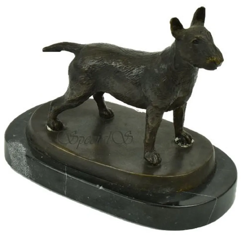 Casa Padrino figurine décorative de luxe en bronze chien bull terrier bronze / noir 19 x 10 x H. 15 cm - Sculpture en bronze avec socle en marbre - Figurine de décoration Saisonangebot