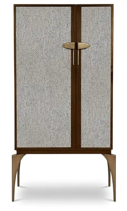 Sonderaktion Casa Padrino armoire de bar design marron / gris / laiton 90 x 50 x H. 160 cm - Armoire en bois massif avec 2 portes - Meubles de Salon - Meubles d'Hôtel - Collection de Luxe