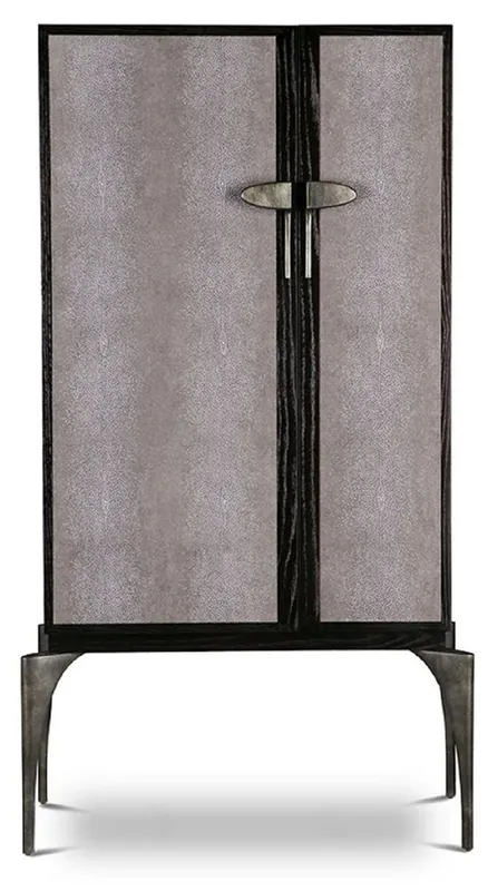 Top-Angebot Casa Padrino armoire de bar design noir / gris / argent 90 x 50 x H. 160 cm - Armoire en bois massif avec 2 portes - Meubles de Salon - Meubles d'Hôtel - Collection de Luxe