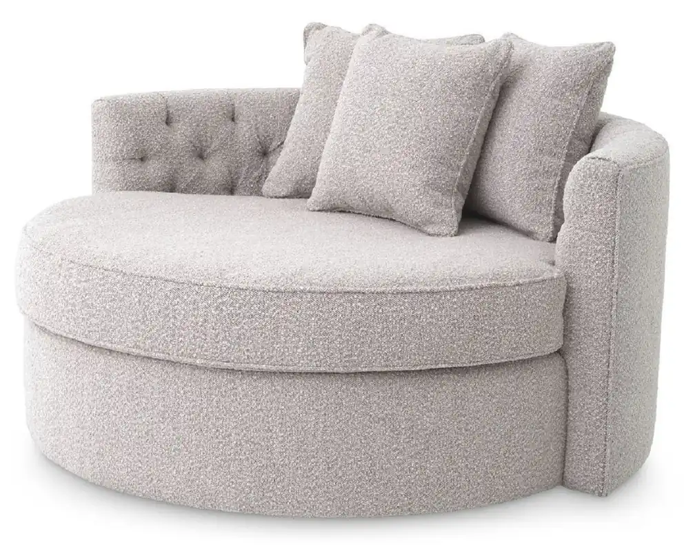 Top-Preis Casa Padrino canapé rond de luxe gris 157 x 148 x H. 90 cm - Canapé de salon rond moderne avec 3 coussins - Meuble de salon - Meuble de luxe