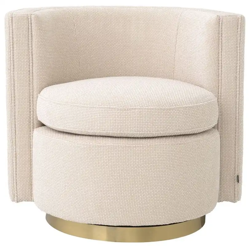 Knallerangebot Casa Padrino fauteuil pivotant de luxe beige / or mat 80 x 73 x H. 71,5 cm - Fauteuil de salon tapissé - Mobilier de salon de luxe