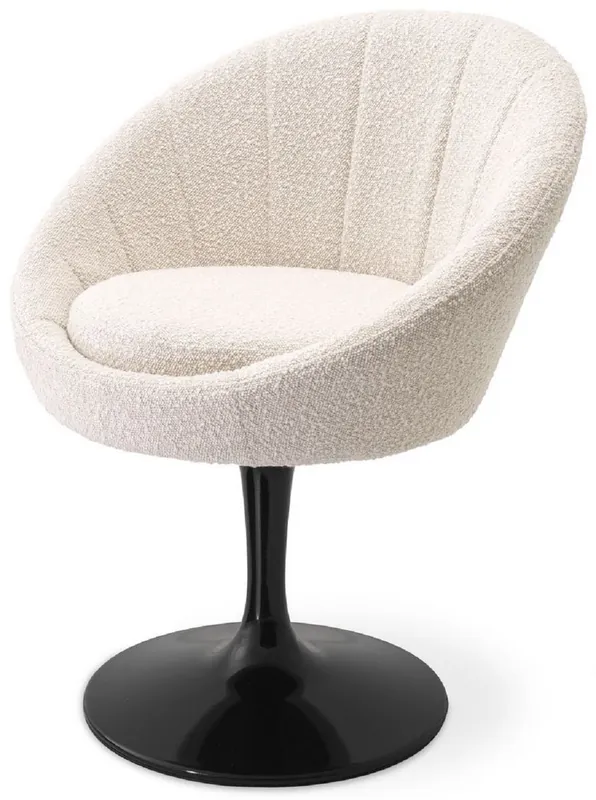 Neue Kollektion Casa Padrino chaise de salle à manger de luxe crème / noir 67 x 57 x H. 78,5 cm - Chaise pivotante dans le design des années 60 - Mobilier de salle à manger de luxe