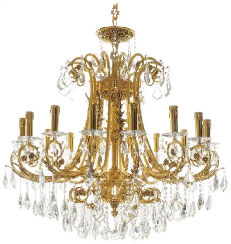 Wochenendangebot Casa Padrino lustre baroque de luxe en cristal or Ø 100 x H. 90 cm - Magnifique lustre en laiton et verre cristal fin - Lumières Baroques