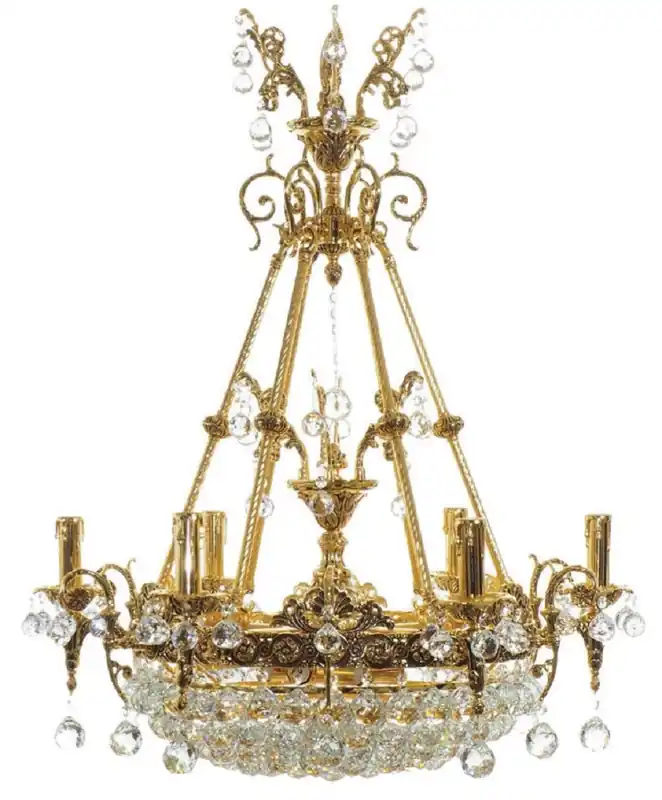 Casa Padrino lustre baroque de luxe en cristal or Ø 80 x H. 110 cm - Magnifique lustre en laiton et verre cristal fin - Lustre Baroque de Salon - Lustre Baroque d'Hôtel Must-Have